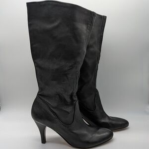 Arturo Chiang Prudie black butter soft leather mid calf heel boot 8